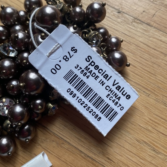 J crew costume set platinum rhinestone beaded bracelet & matching hoops NIB - Picture 4 of 12